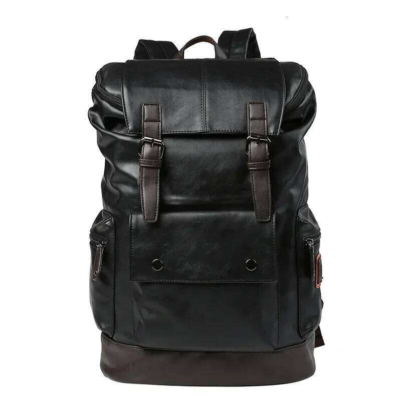 Quality Men's BackpackNew Fashion Leather Backpack Men Travel High Capacity Schoolbag Laptop Double Shoulder Bag