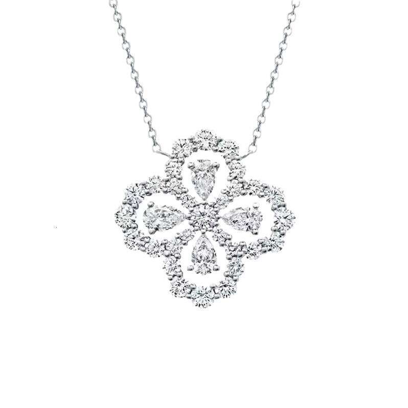 DHcollections Versa 22 New Product PT950 Platinum Plated Four-Leaf Clover Pendant for Women Full Dia Clavicle Chain Fresh Neck Jewelry