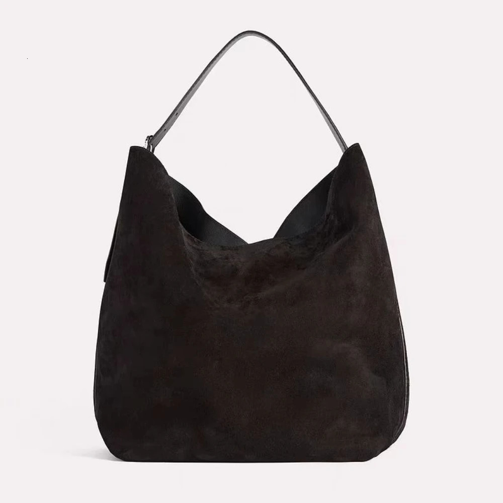 Motingsome Oversized 53cm Big Tote Suede Genuine Leather er Tote Retro Frosted Cowhide Bucket Shoulder Handbag 250628