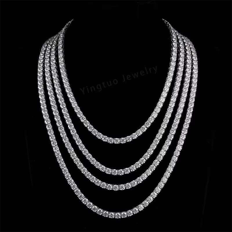 Moissanite Tennis Necklace Jewelry 18k Gold Plated 925 Silver Diamond Chain VVS Moissanite Tennis Chain for Party