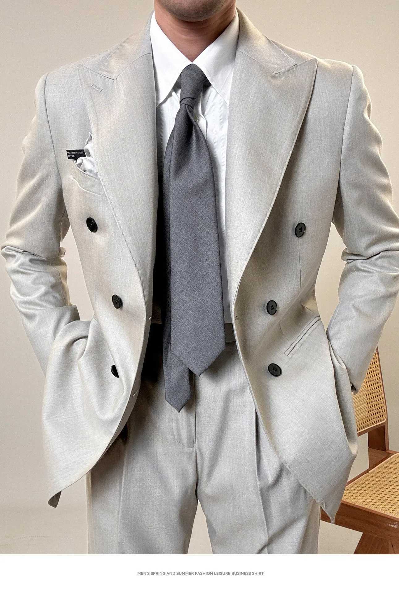 High Quality Slim Fit Mens Suit Set Slim Fit Luxury Wedding Tuxedos Fashion Mens Blazer Pants 2 Pieces Business Suits Sets X250704