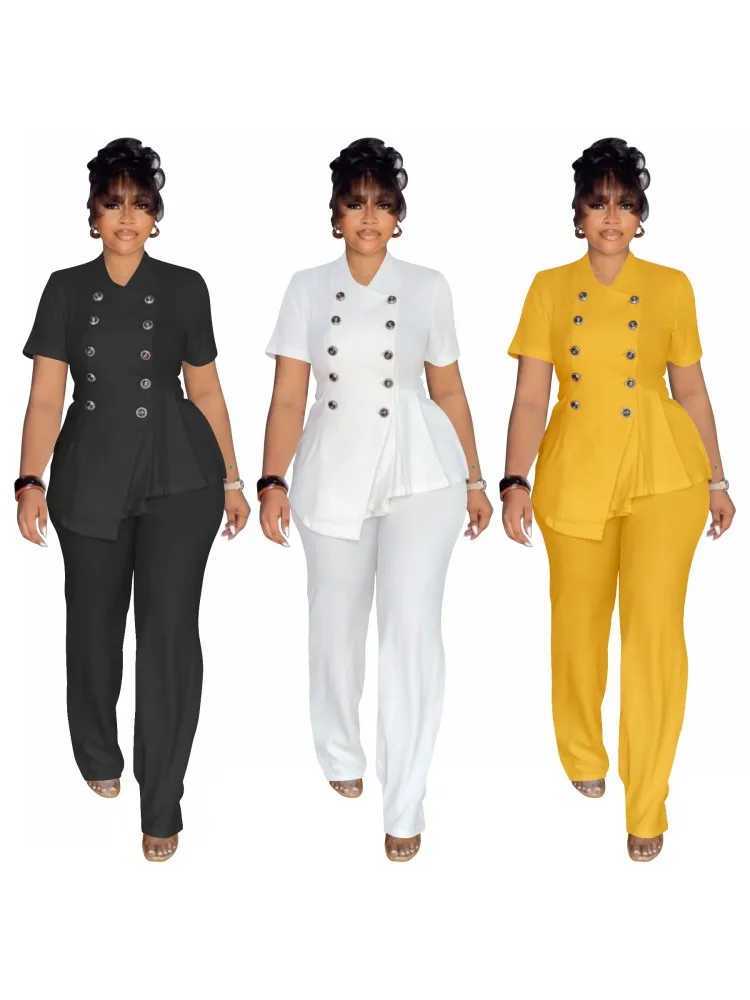 2 Piece Women Sets 2025 New Arrival Summer Autumn Matching Sets Two Pieces Sets Top And Wide Leg Pants Suits Outfits Clothing X250704