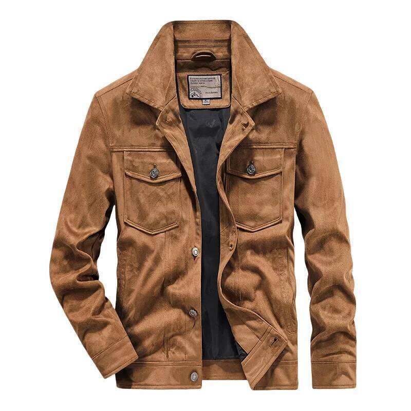 Spring And Autumn Men's Fashion Casual Slim-Fit British Style Outdoor Sports Retro Suede Coat Youth All-Match Cargo Jacket 250704