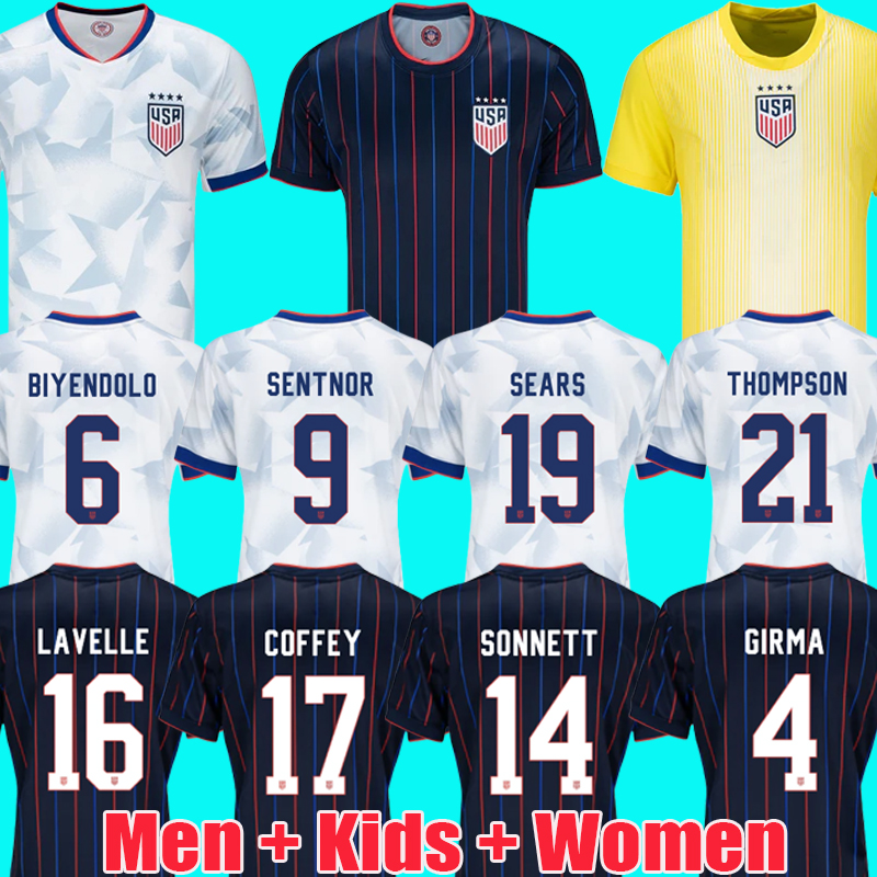 2025 USAS PULISIC McKENNIE Soccer Jerseys America Kids Kit 25 26 Home Away Football Shirts SMITH MORGAN BALOGUN MUSAH ADAMS United States Camisetas Player