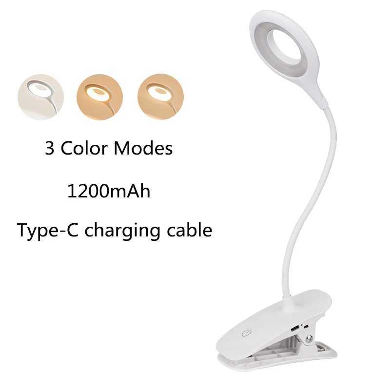 Circular Clip Small Table Lamp Rechargeable Bedside Lamp 3 Modes Dimmable Reading Night Light LED Desk LampXJ250703