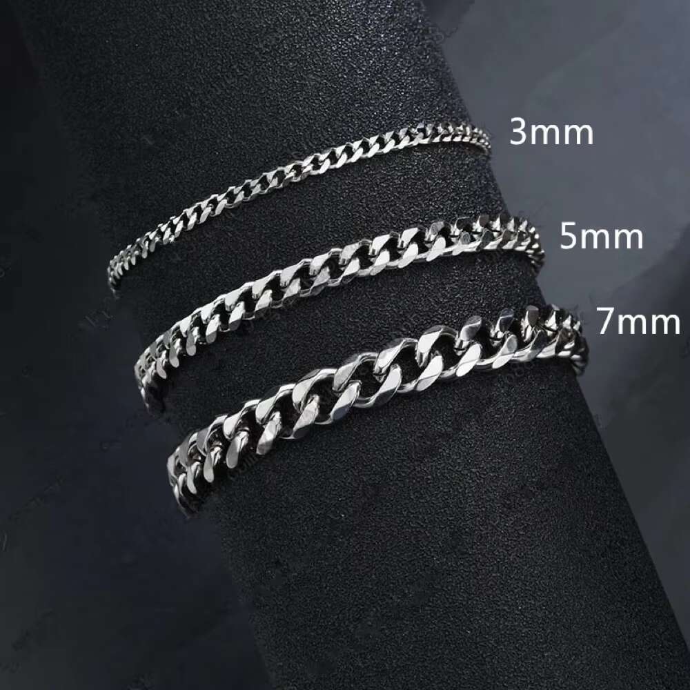 2022 New Arrivals Trendy Cuban Chain Men Bracelet Classic Stainless Steel 3/5/7mm Width Chain Bracelet for Men Jewelry Gift
