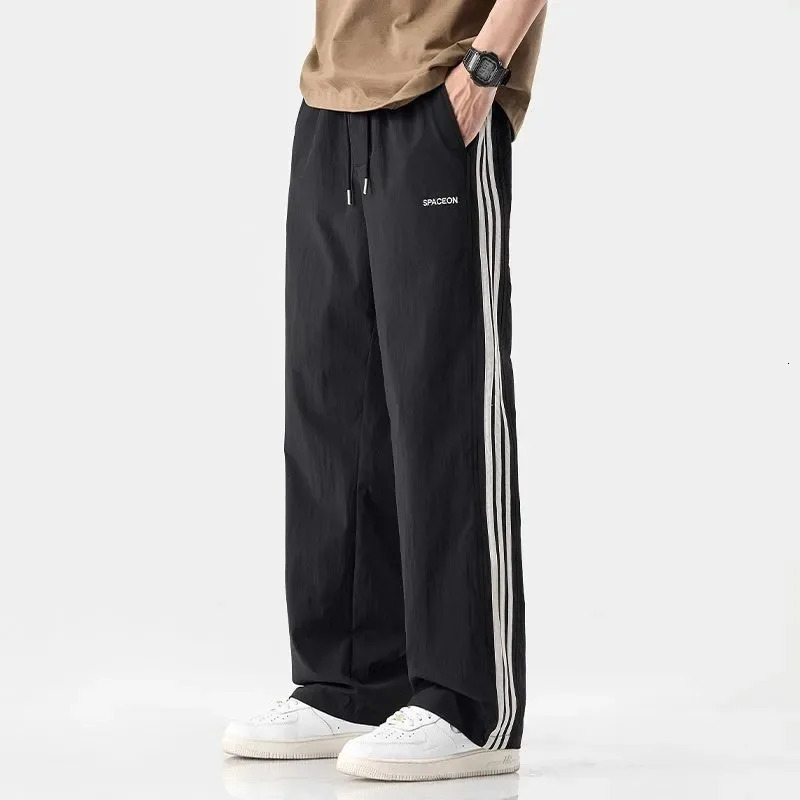 Ice Silk Quick-drying Drooping Pants for Men in Summer 2025 American Fashion Thin Loose Straight Pants Casual Pants 250704