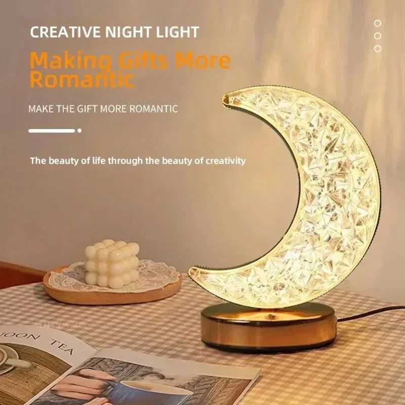 Touch Control 3D Crystal Track Night Light Girls Room Home Decor Aesthetics USB Bedside LED Ambient Table 3D Moon LampXJ250703