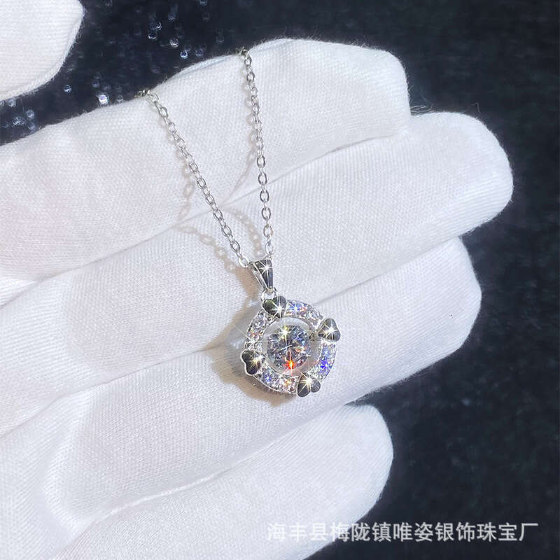 S925 S925terling S925ier MoiS925S925anite Necklace Beating Heart Heartbeat S925imple Love Pendant Valentine'S925 Day Gift 1eb