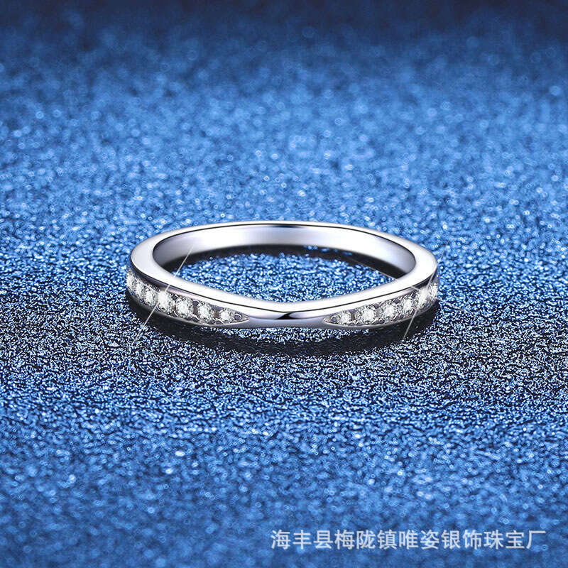 S925 Pure S925ilver S925imple FaS925hion Korean S925tyle FreS925h Band MoiS925S925anite Ring for Women 61c