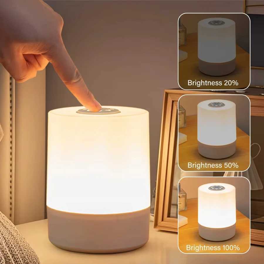Bedside LED Touch Night Lights Dimmable Rechargeable Desktop Table Lamp for Reading Desk Bedroom Bedside Decoration Lighting XJ250703
