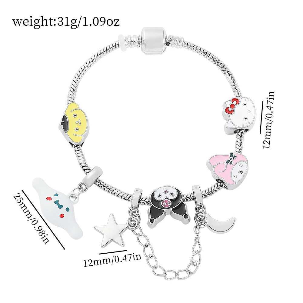 Sanrio Accessories Anime Hello Kitty Melody Kuromi Bead Pendant Fits DIY Women Bracelet Original Jewelry Gift w250716