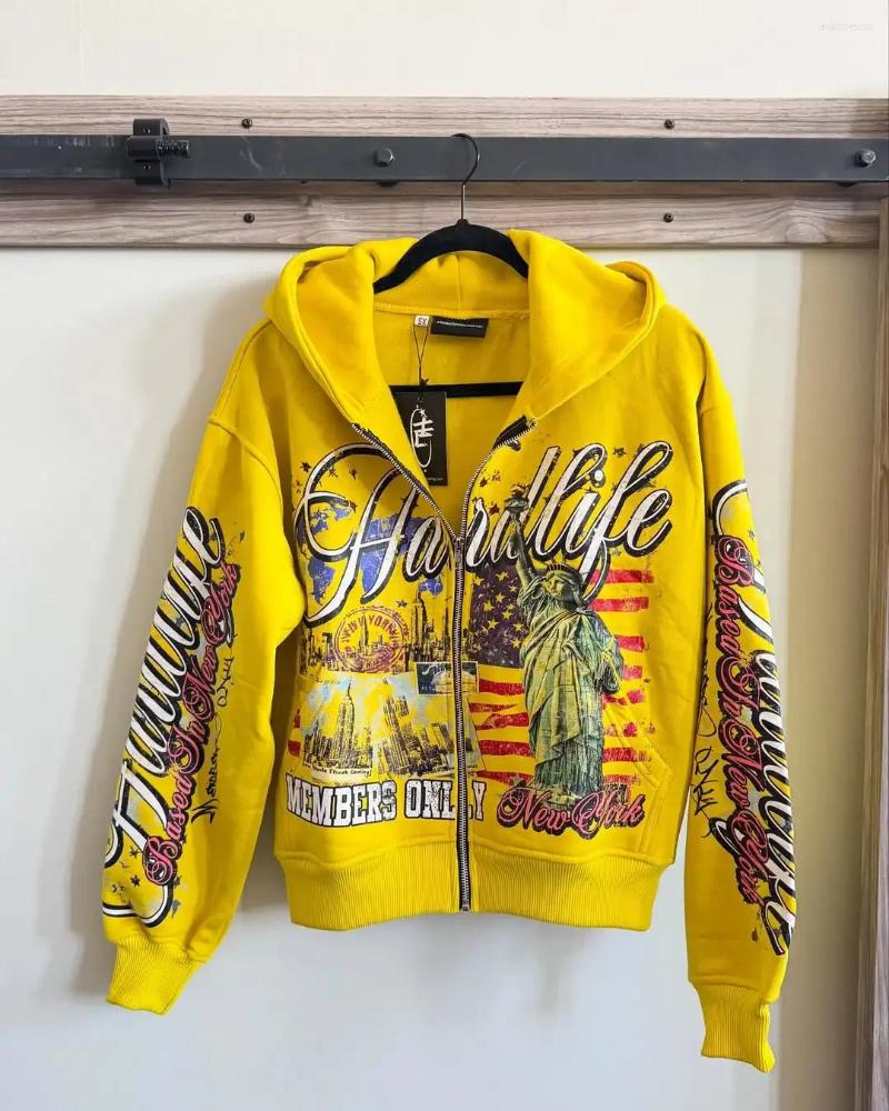 Men's Hoodies American Retro Letter Casual Loose Zipper Hoodie Men Street Hip-hop Fashion Harajuku Oversized Sweatshirt Women