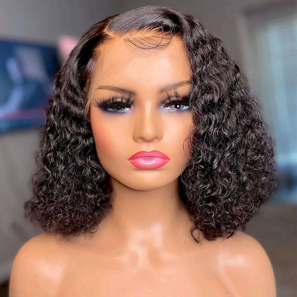 7x5 13x4 Glueless Human Ready to Wear Curly Bob Wigs PrePluck With Baby Hair Deep Water Wave Lace Frontal Wig for Women