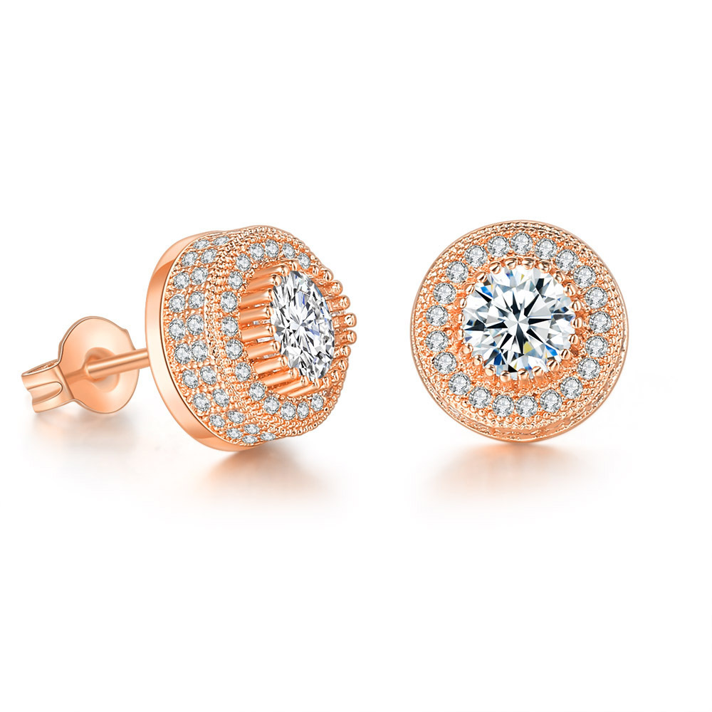 Sparkling Men's Cubic Zirconia Round Stud Earrings Brand Luxury Designer Crystal Stud Earrings for Men Women Eleangt Diamond Ear Stud Jewelry Gif