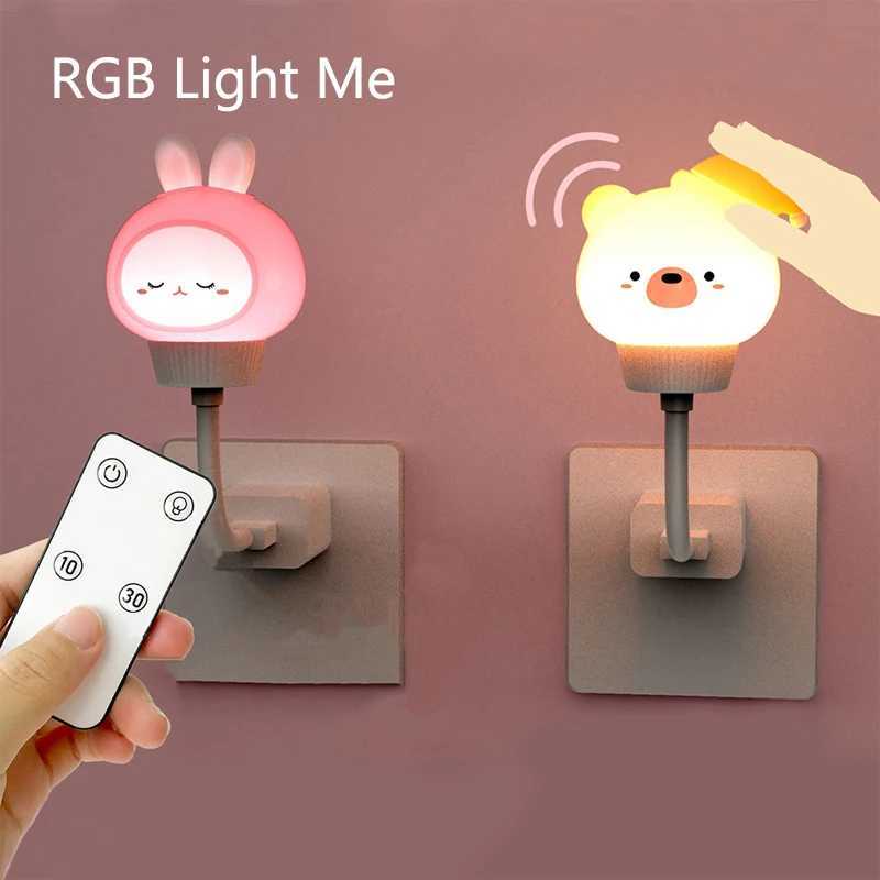 USB Cartoon Cute Night Light With Remote Control Babies Bedroom Decorative Feeding Light Bedside Table Lamp Xmas Gifts For Kids XJ250703