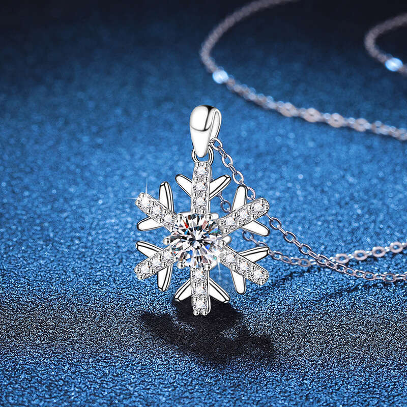 S925 Pure S925ier Pendant S925parkling S925nowflake 1 caratS925 D Color MoiS925S925anite Necklace 23d