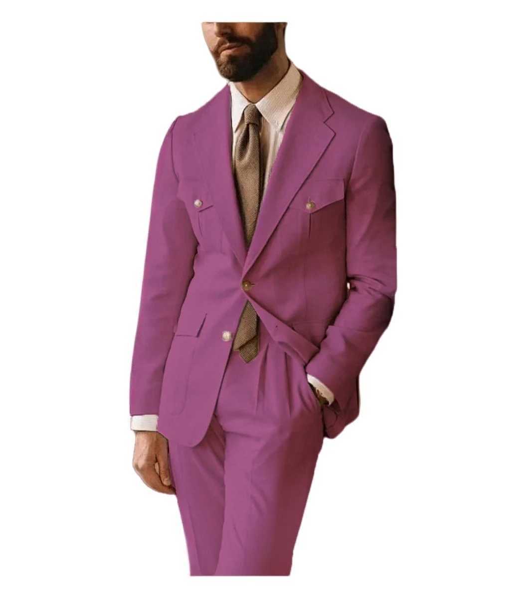 Linen Mens Suit Casual Fashion Style Suit High Quality Mens Suits Evening Gown Double Breasted Slim Fit 2 Piece Jacket Pants X250704