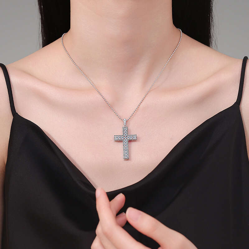 S925 Pure S925ier Hip-Hop Full CroS925S925 Pendant D Color MoiS925S925anite Necklace bbe