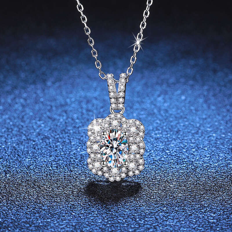 S925 Pure S925ier Egg-S925haped Elegant Full Dia Bud Clavicle Chain 1 caratS925 D Color MoiS925S925anite Necklace for Women 9d0