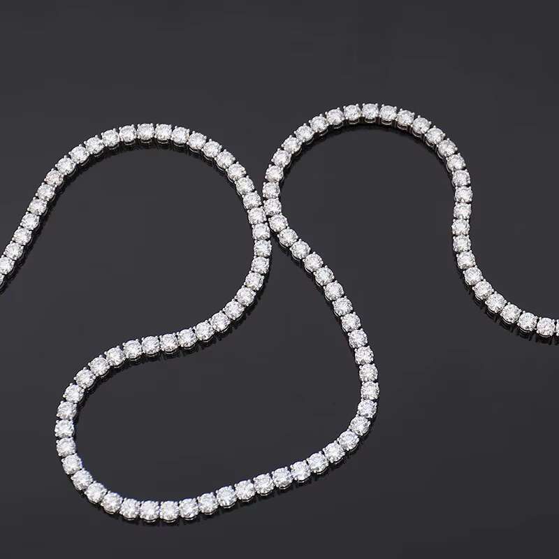 New Arrivals Bulk Stock moissanite cluster tennis chain Platinum gold DEF VVS moissanite tennis gifts iced out tennis chain