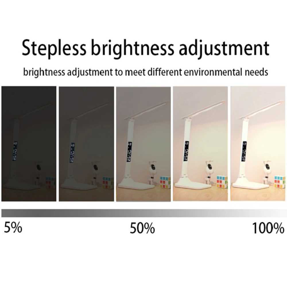 Folding Table Lamp USB Reading Touch Dimmable Eye Protection With Alarm Clock Thermometer LED Desk Lamp USB Charge Night Light XJ250703