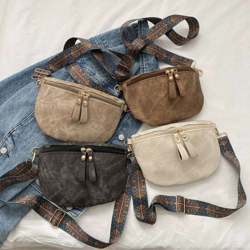 Stylish Hobo Solid Color Satchel Designer Chest Bag Women's PU Leather Waist Bags Wide Strap Fashion Funny Shoulder Pack