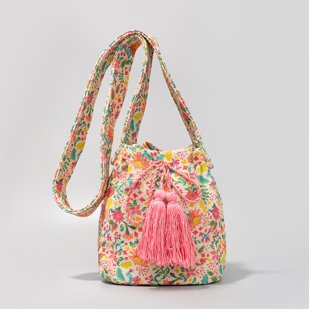 Free Shipping Designer Bucket Bag Bohemian Ethnic Style Women's Canvas Bag Printed New Canvas Commuting Bag