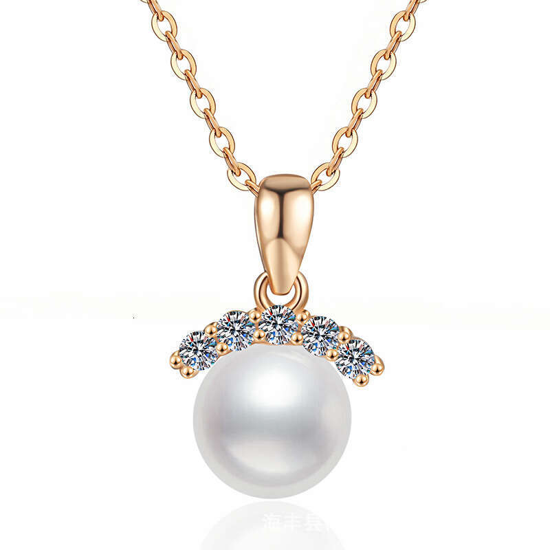 S925 Pure S925ier MoiS925S925anite S925trong Light FreS925hwater Pearl Round EyelaS925h S925tyle Elegant Crown Pendant Necklace for Women 512