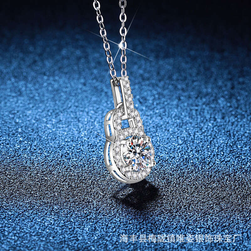 S925 Pure D Color MoiS925S925anite 1 caratS925 S925ier Pendant S925imple VerS925atile Lock Bag Necklace 83f