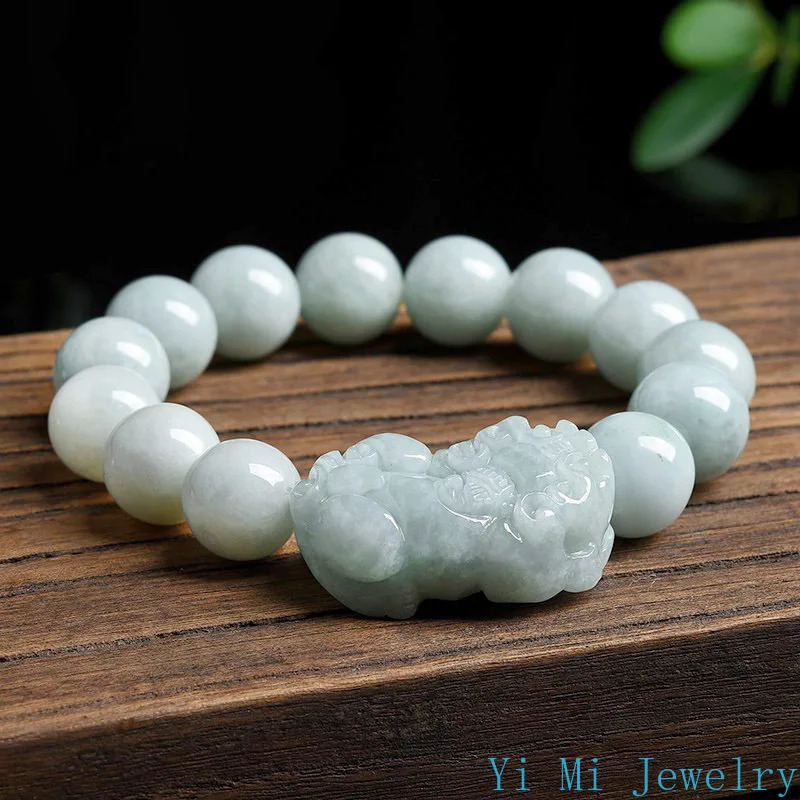 Burmese Jade Pixiu Bracelets Gifts Fashion Beaded Charms Vintage Amulets White Jadeite Bracelet Natural Women Jewelry Gemstones 250628