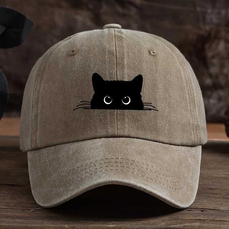 Cute cat print adjustable baseball cap for men and wen casual wear for outdoor travel sun shading duckbill cap X250704