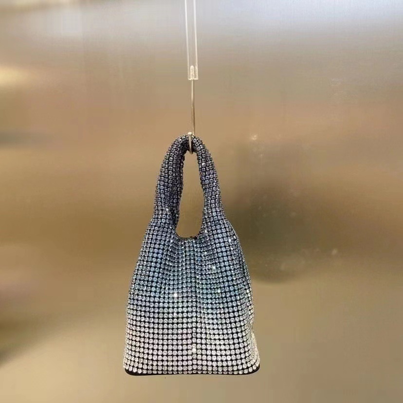 2025 Designer Women's Super Bright Diamond Bag New Shiny High End All Diamond Bucket Bag Slanted Tank Top Bag Handbag