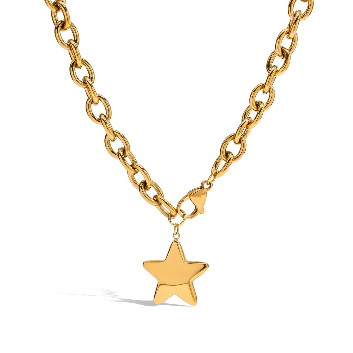 Youthway Minimalist Versatile 18K Gold Plated Stainless Steel Geometric Star Pendant Necklace Waterproof Women Jewelry Daily 250701
