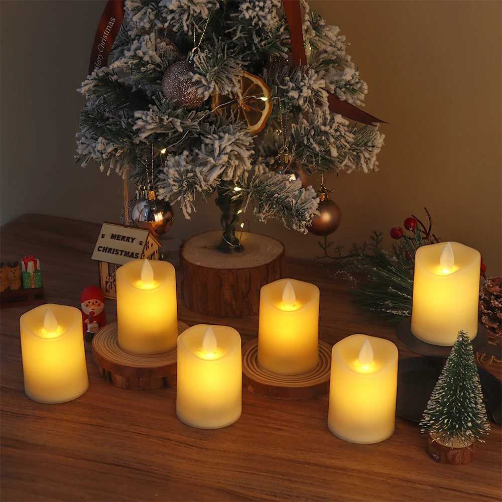 6Pcs Flickering Battery Candles Plastic Flameless Candles LED Electric Candles Fake Candle for Lantern Weddings Home Decor W250704