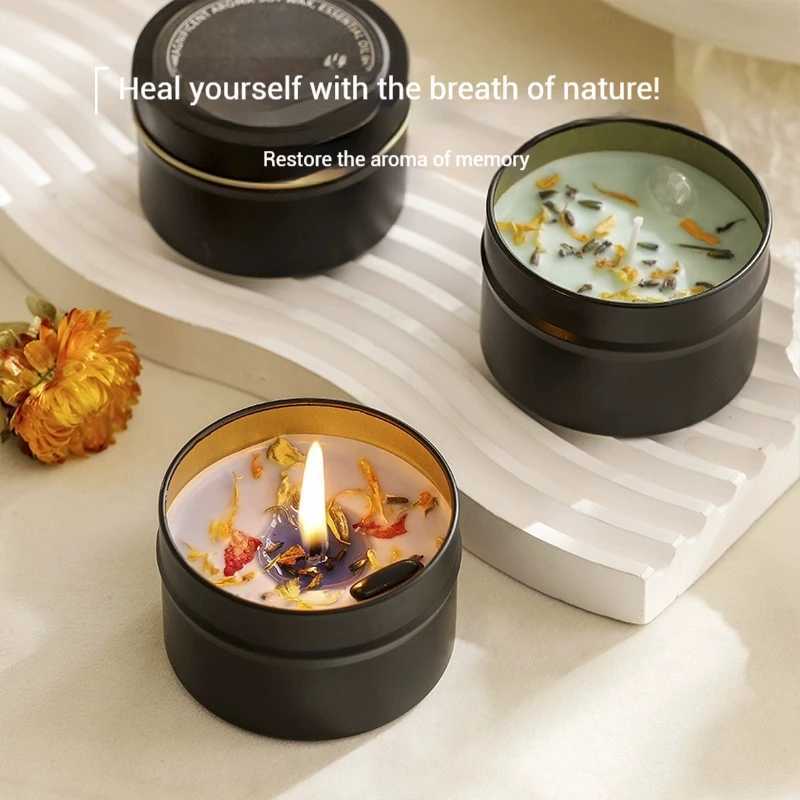 Natural Dried Flowers Aromatherapy Candles Sleep Aid Indoor Tabletop Long-Lasting Fragrance Ambient Fragrance Decorative Items W250704