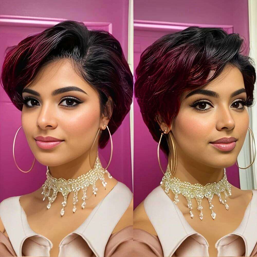 13x4 Lace Front Pixie Cut Wigs Human Hair for Women Transparent Frontal Natural Wave Wig