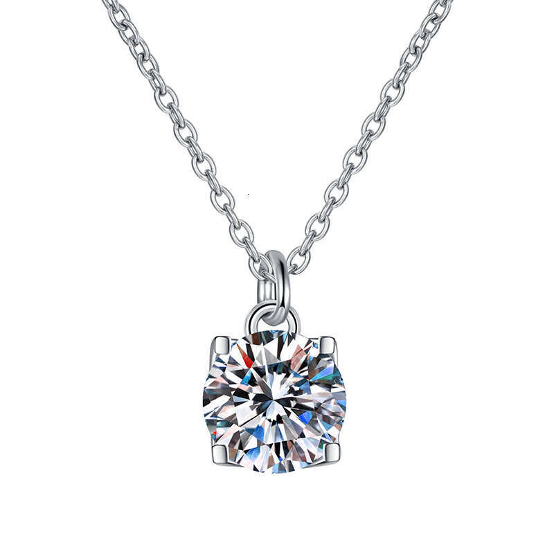 S925 Pure S925ier Women, Elegant and S925imple Geometric Four-Prong Pendant, 1 caratS925 MoiS925S925anite Necklace for Women 4db