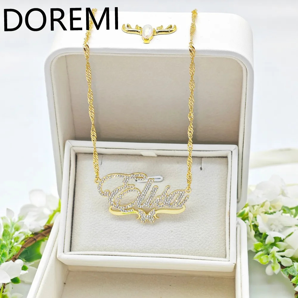 DOREMI Stainless Gold Custom Name Necklace Anniversary Personalized Gifts Custom Diamond Name Necklace Bling Name Necklace 250701