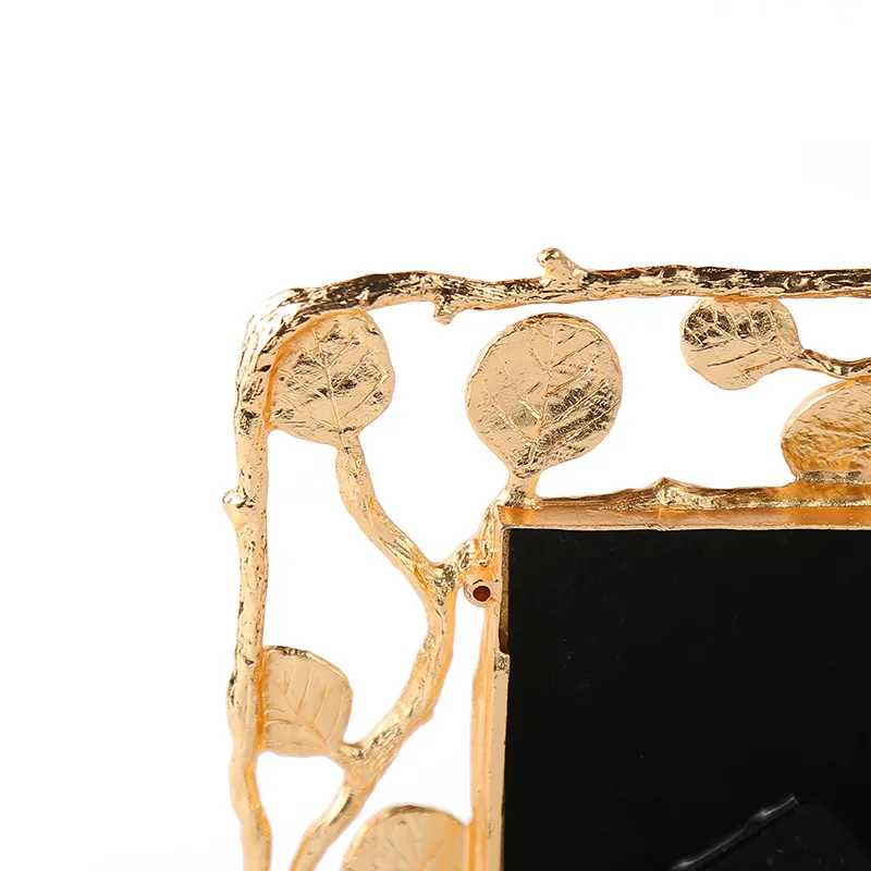 Gold Leaf Framed Decorative Picture Desk Decoration Family Portrait Frame Alloy Photo Frames Nordic Home Decor H260306