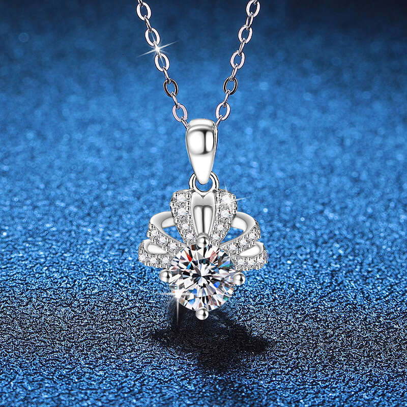 S925 Pure S925ier Pendant Brilliant Crown 1 caratS925 D Color MoiS925S925anite Necklace ffd