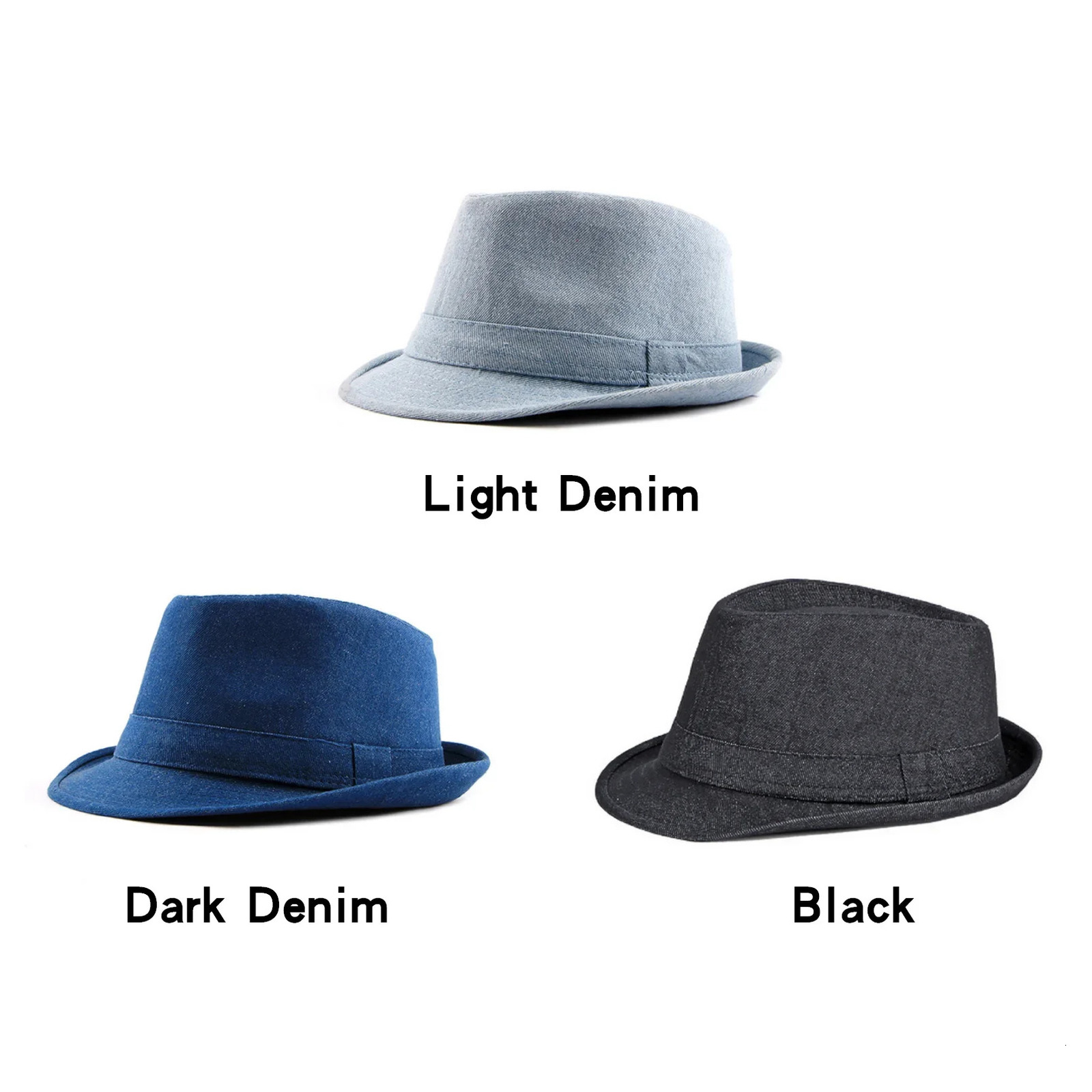 CLIMATE Jeans Denim Fedora Jazz Hat Men Jeans Wear Hats for Man Solid Warm Fedoras Cap Cool Denim Cap Hat Fedora for Men Hat 250701