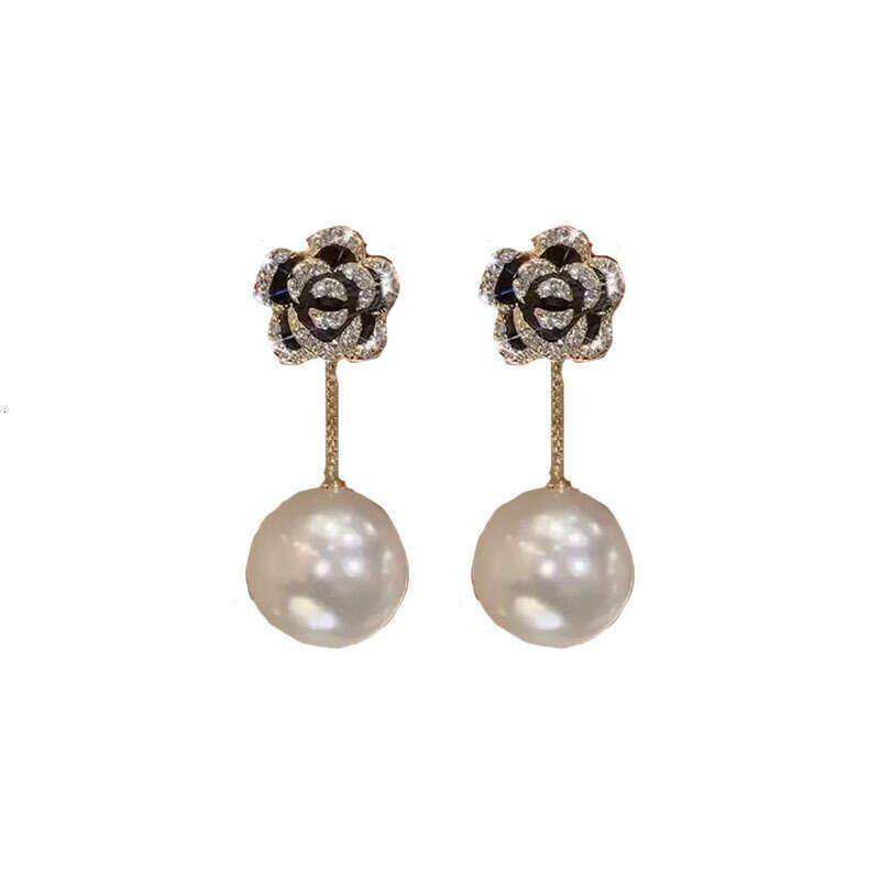 DHcollections Camellia New Trendy Elegant High-end Feel Two-Way Wear Rose Pearl Earrings Exquisite Versatile Ear Jewelry