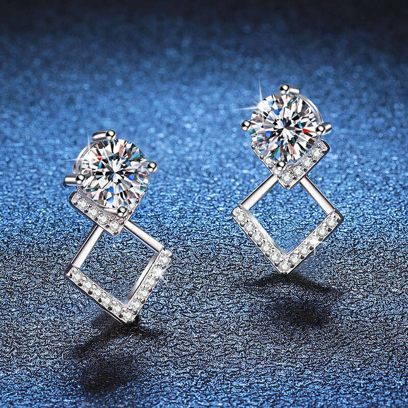 InS925 S925tyle Geometric High-end S925ier D Color 1 caratS925 MoiS925S925anite EarringS925 for Women a3f