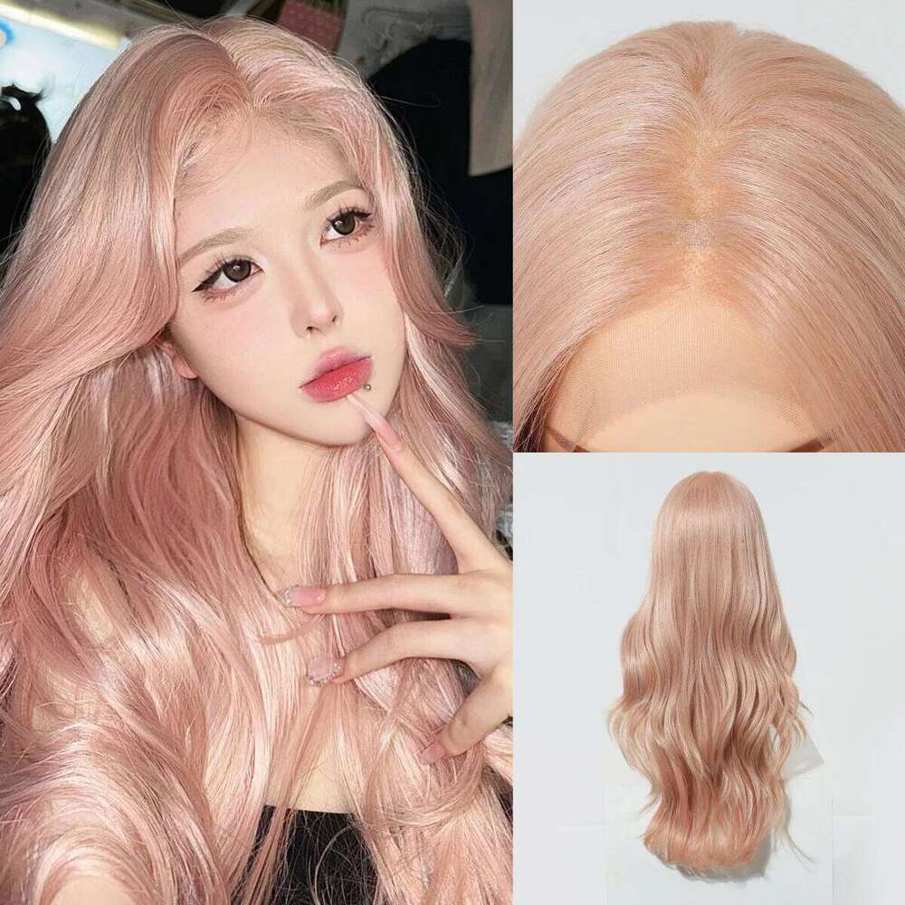 28 inch Long Body Wave Wigs 13*6 HD Transparent Lace Front Synthetic Wig For Women Pink Party Cosplay Fake Hair Natural Hairline