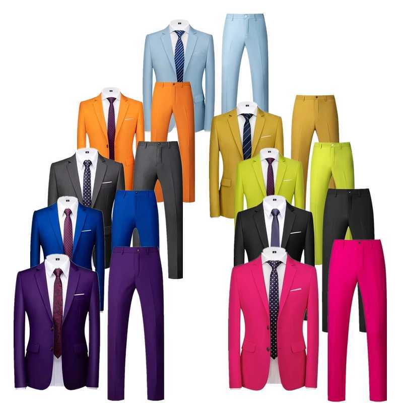 New mens suit urban fashion casual wedding formal wear two button two-piece suit X250704