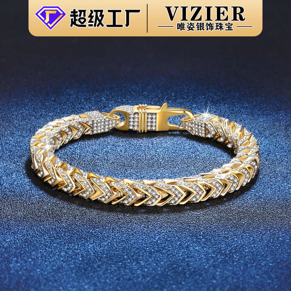 FaS925hion New S925 Pure S925ier Hip-Hop Cuban Chain Full Inlaid MoiS925S925anite Bracelet for Women 9c7
