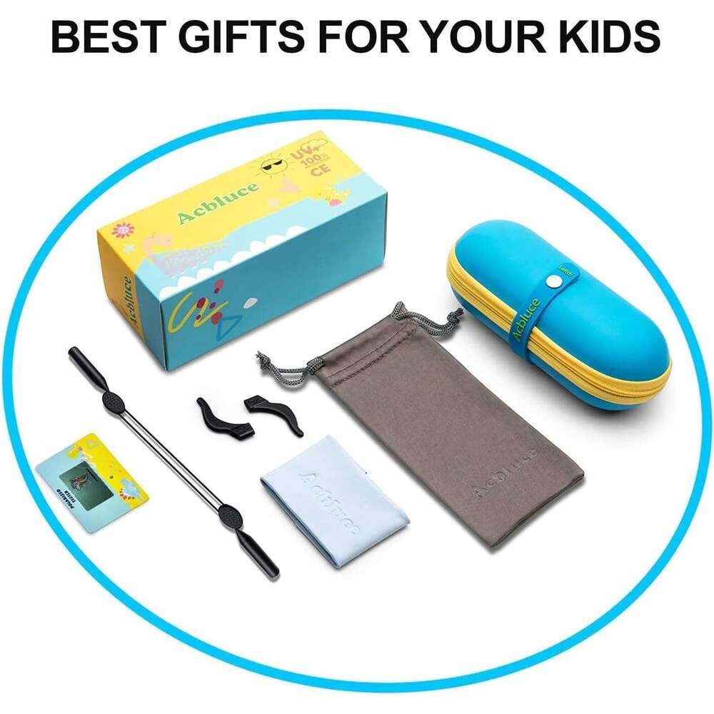 Kids Sports 3 Polarized Sunglasses TPEE Flexible Frame with Adjustable Strap for Boys Girls Age 5-13