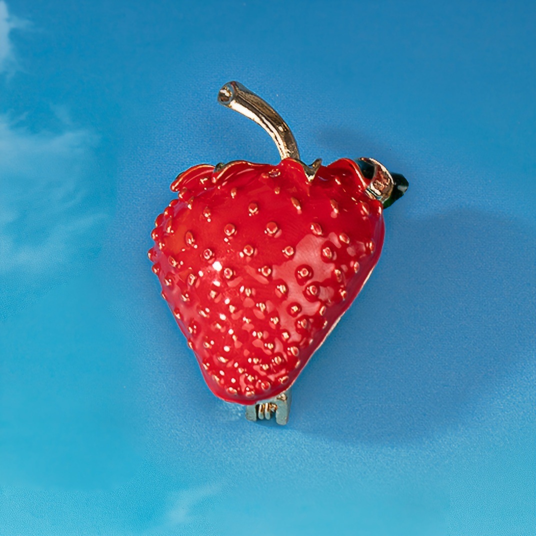 Korean Style Fashion Simple Cute Cherry Playful Alloy Enamel Fruit Series Brooch For Women Pin