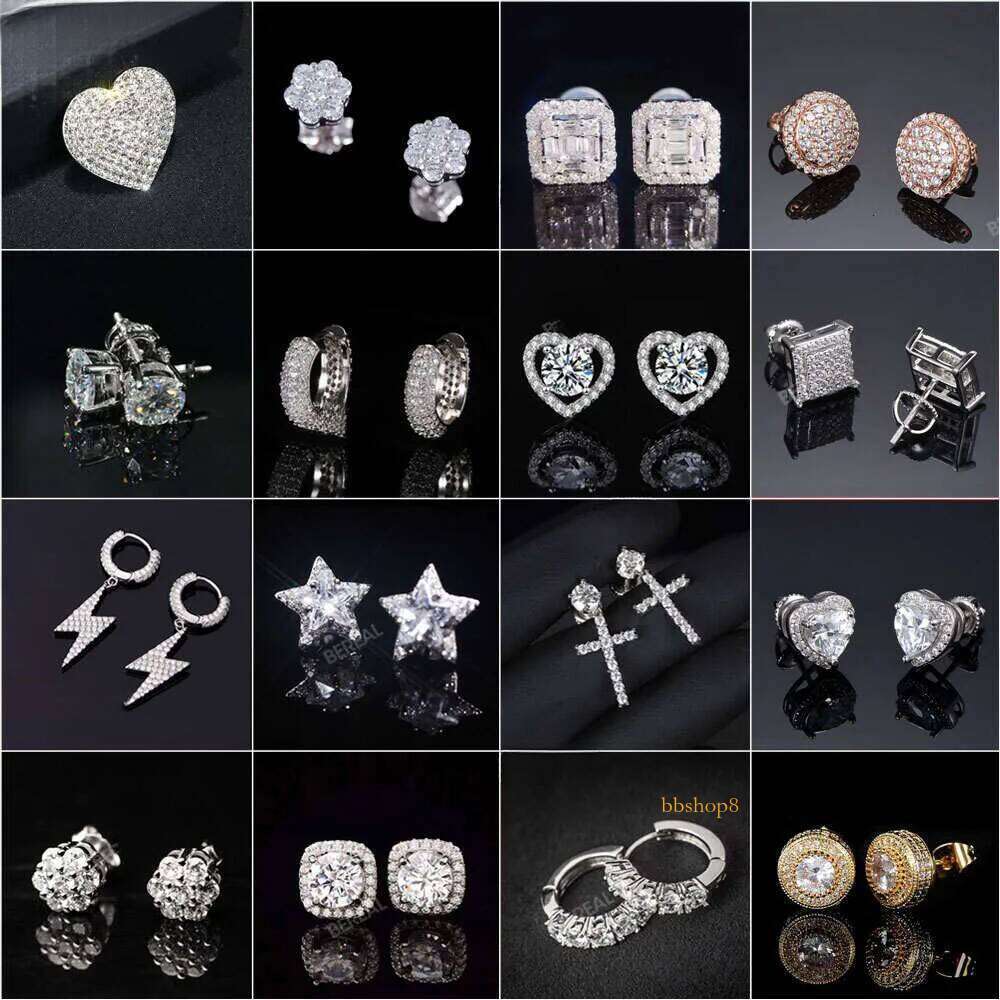 .25 0.5 1 2 4 5 Carat Moissanite Stud Iced Out Round Cut Screw Back Sier 10k 14k Gold Vvs Dia Fine Jewelry Earring